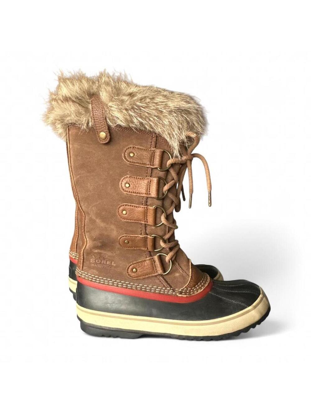 SOREL JOAN OF ARCTIC BOOTS Size 9 Umber, Red Dahlia NL2429-261 (1708791-261)